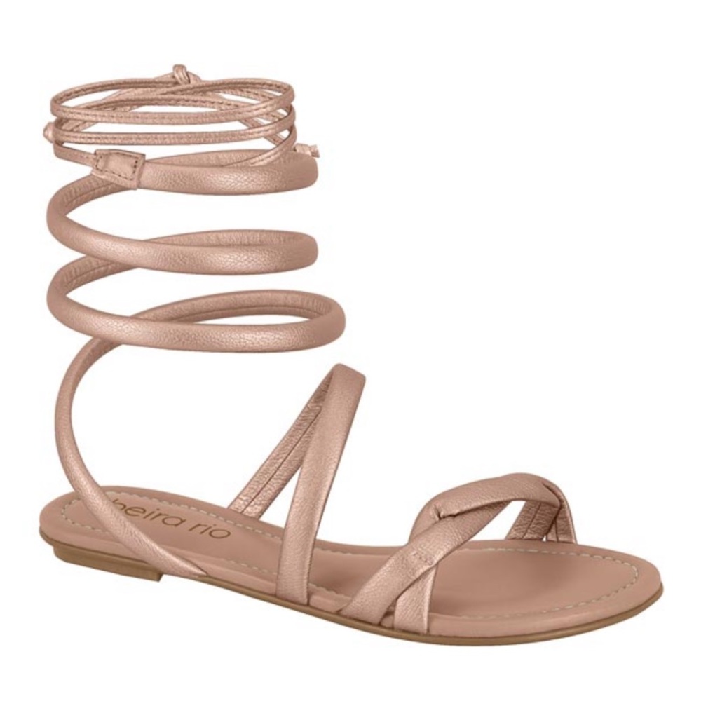 Beira Rio Gold Rose Flat Sandals with Straps